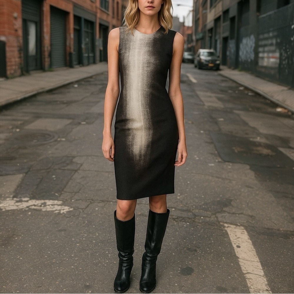 HELMUT LANG Abyss Print Felted Wool Dress